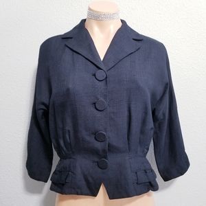 Vintage 50's 60's Mid Century Mad Men blue glam jacket Medium